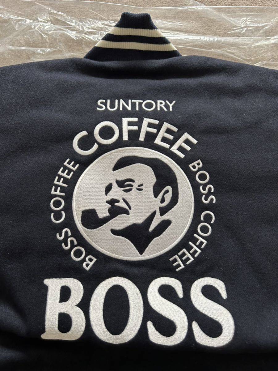 未使用 サントリー ボス オフィスキュー コラボSUNTORY BOSS×OFFICE CUE ボスジャン 袖革スタジャン Lサイズ 非売品拍卖