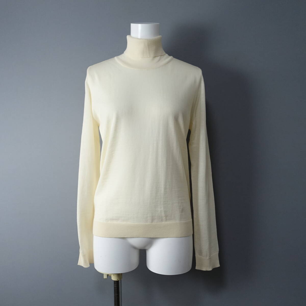 美品*GEMMA/ジェンマ×Leilian/レリアン/11/イタリア製/ウール100% /タートルネック/セーター/アイボリー/レディース/カットソー拍卖