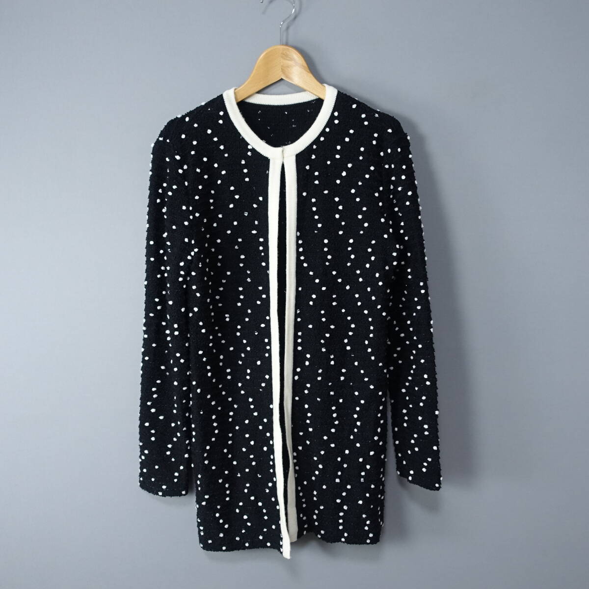 ☆美品☆Leilian/レリアン/7/日本製/ウール/ニット/ロングカーディガン/ブラック/黒/レディース拍卖