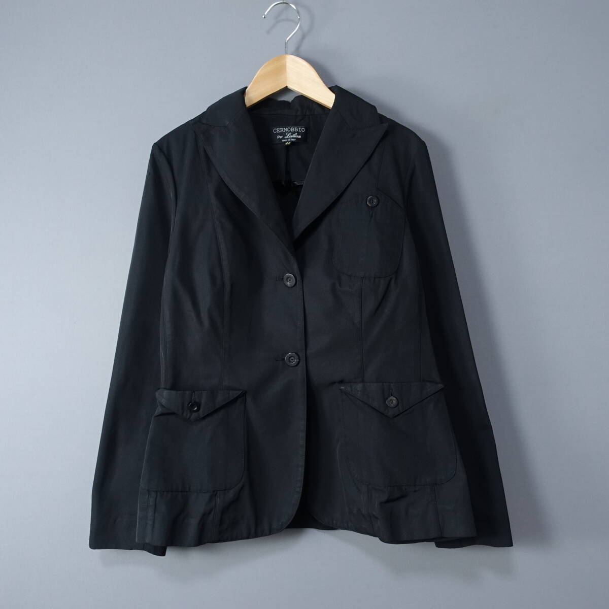 ☆美品☆CERNOBBIO Per Leilian/レリアン/9/イタリア製/ジャケット/ブラック/黒/レディース/トップス拍卖
