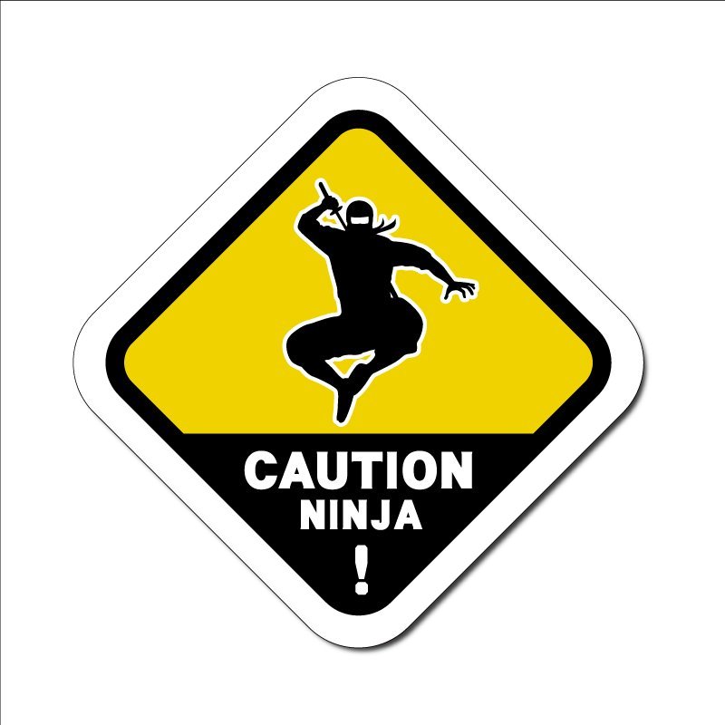 (反射)おもしろステッカー 忍者出没注意 4cm イエロー 自転車 シール拍卖