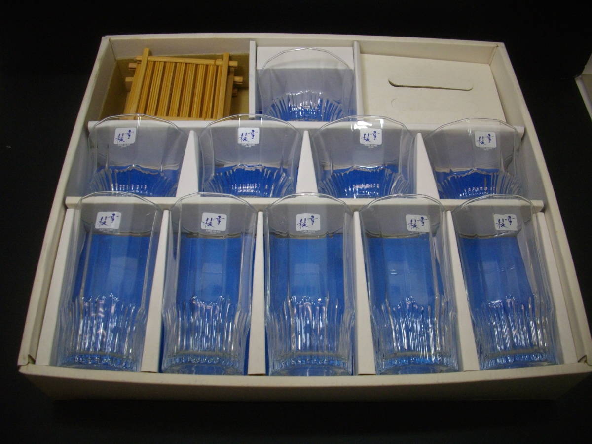 レトロ 東洋ガラス グラス コップ 雪稜 10個セット 茶托5個 セット 長期保管品 未使用拍卖
