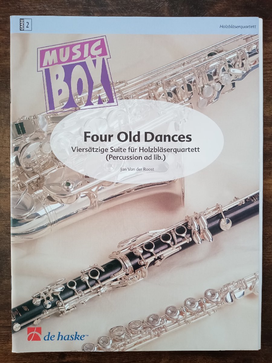 送料無料 フレキシブル木管4重奏楽譜 ヤン・ヴァンデルロースト:4つの古い舞曲 木管四重奏(+打楽器)拍卖