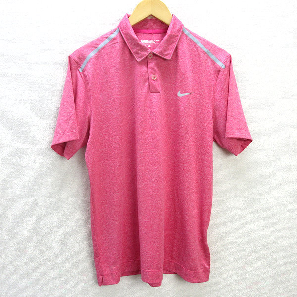 G■ナイキ/NIKE DRY-FIT GOLF 半袖ポロシャツ/トレーディングウエア【L】ピンク/men's/84【中古】■拍卖