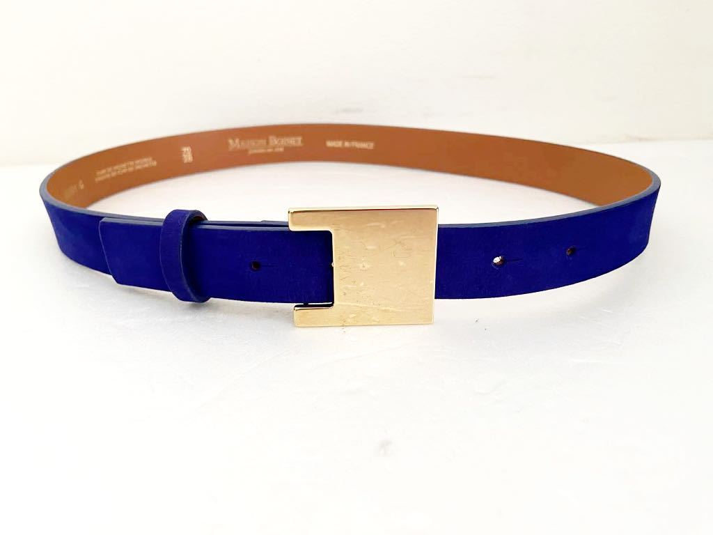 MAISON BOINET size28-70 フランス製レザーベルト パープル ゴールド拍卖