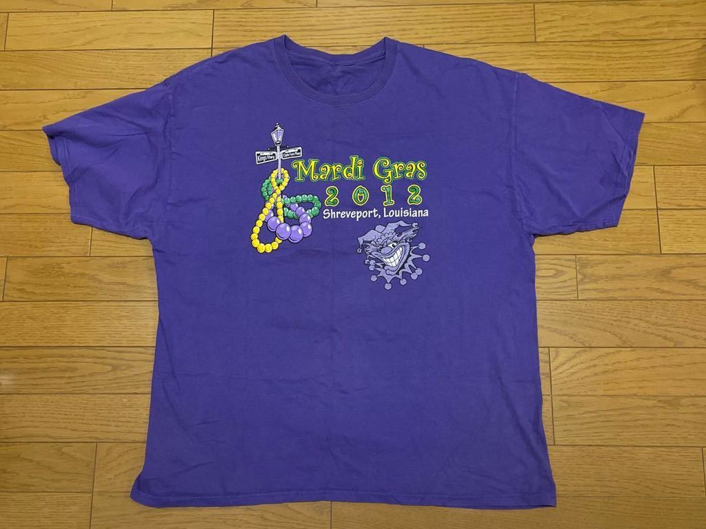 送料無料■Mardi Gras パープル バックプリント パープル 半袖 Tシャツ サイズ2XL USA古着 ピエロ拍卖