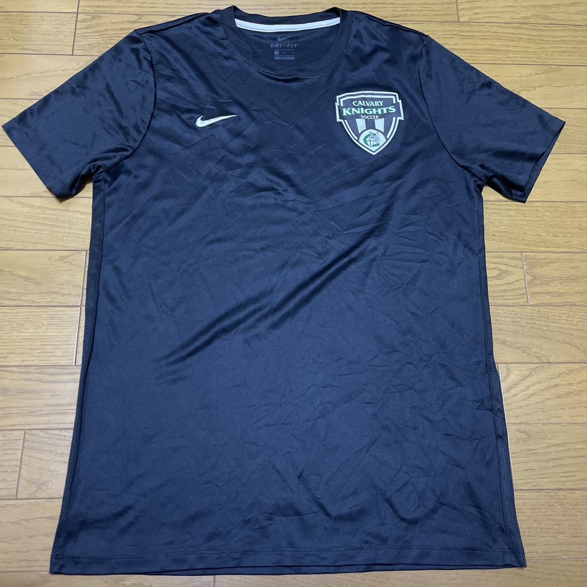 送料無料■Nike ナイキ Vネック DRIーFIT ドライフィット ブラック サッカー 半袖 Tシャツ サイズ L USA古着拍卖
