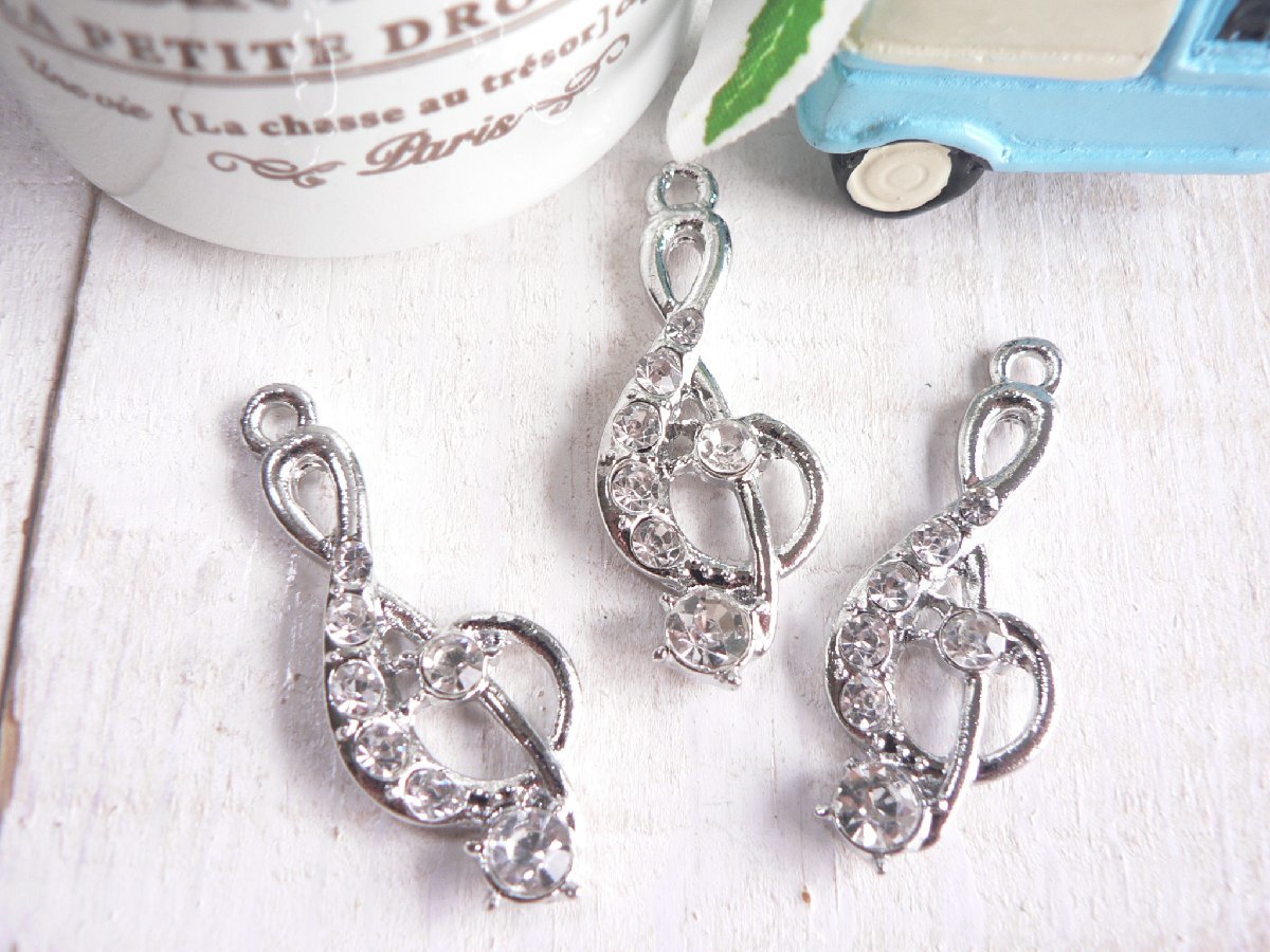 チャーム ト音記号 音符 3個 シルバー 銀 手芸 パーツ ハンドメイド 材料 #2981拍卖