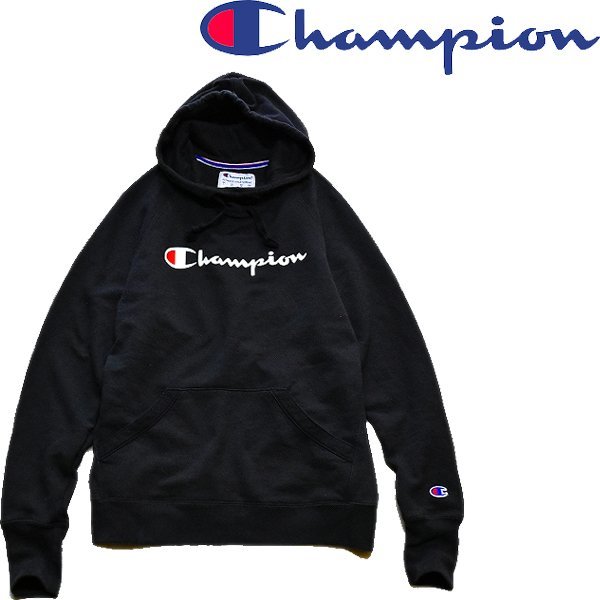 1点物◆チャンピオン黒スウェットパーカー古着ボーイズLメンズSレディースOKアメカジ90sストリート/スポーツ中古トレーナーXS371682拍卖