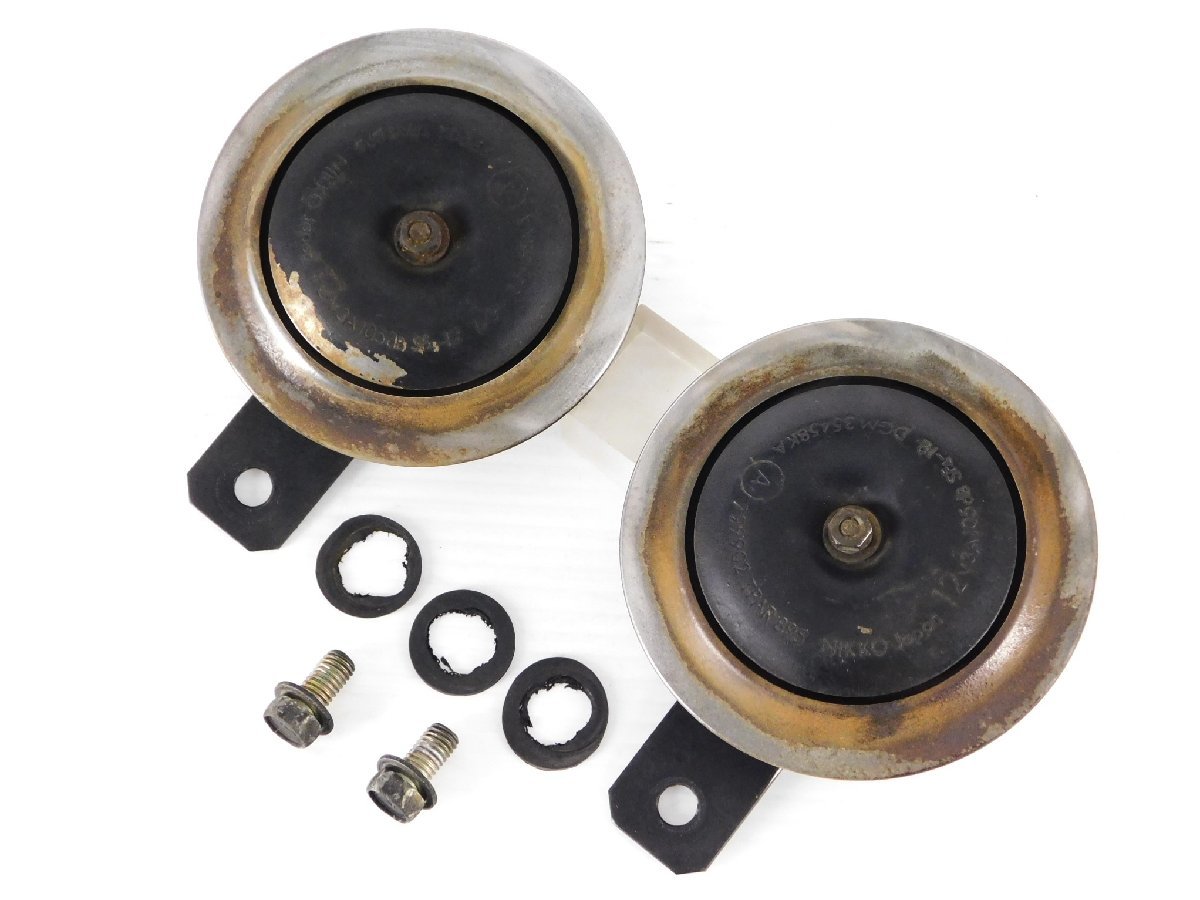 0【評価A】 GS750G 当時物 実動 純正 NIKKO JAPAN ホーン 左右 セット 始動動画有 DGM35458KA 799902 GS750E GS650G GS1000G拍卖