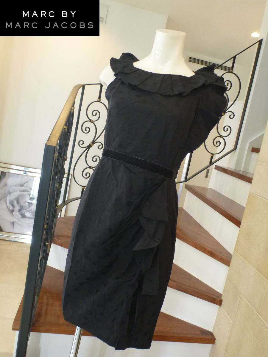 美品 Marc by Marc Jacobs(マークバイマークジェイコブス)★黒 ブラック 美ライン ワンピース 2 S相当拍卖