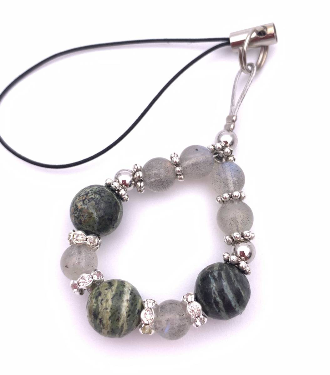 天然石サーペンティン&ラブラドライトのストラップ拍卖