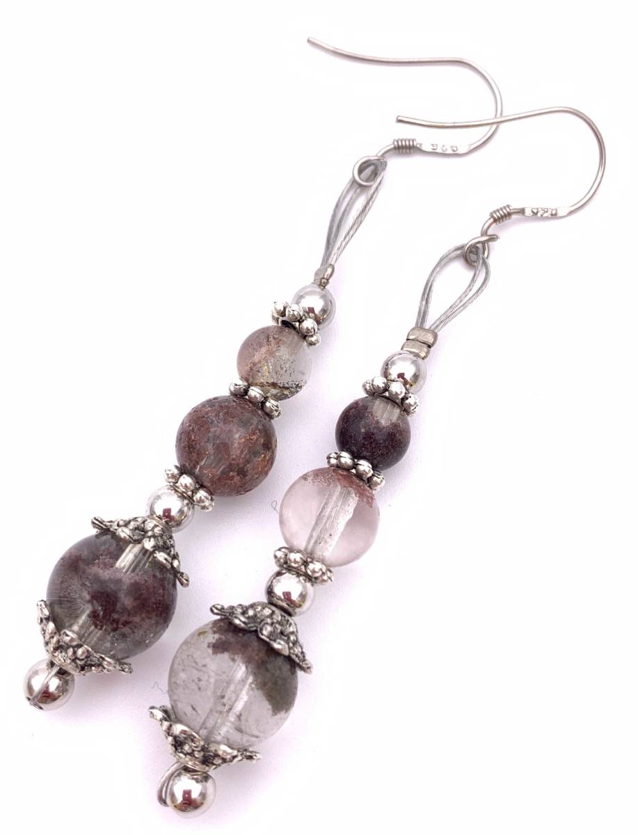 天然石ガーデンクォーツ(庭園水晶)のピアス-1拍卖