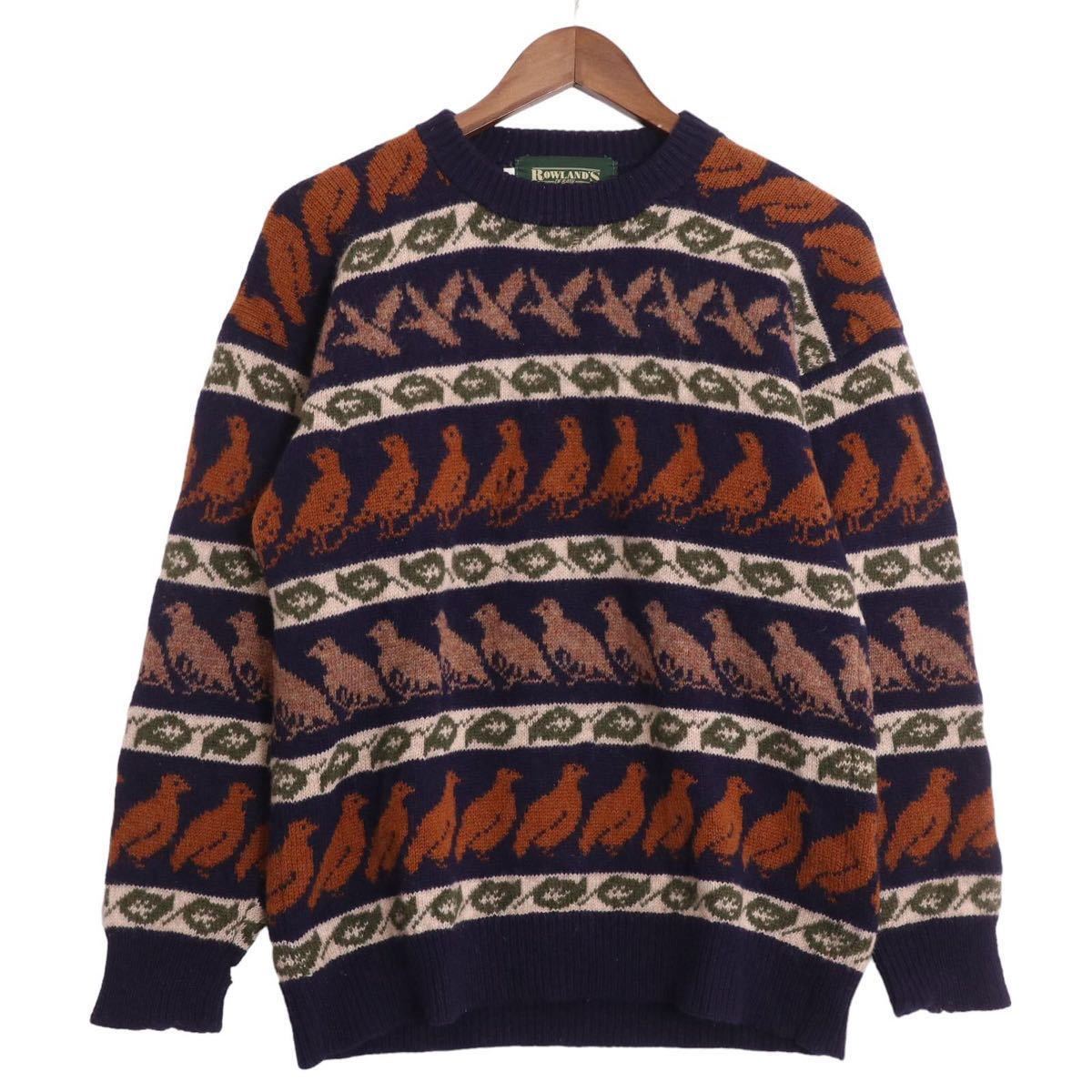 70~80年代 rowland's of bath ニット ヴィンテージ 古着 Mサイズ セーター イギリス 70s 80s 古着 l.l.bean 鳥 エルエルビーン拍卖
