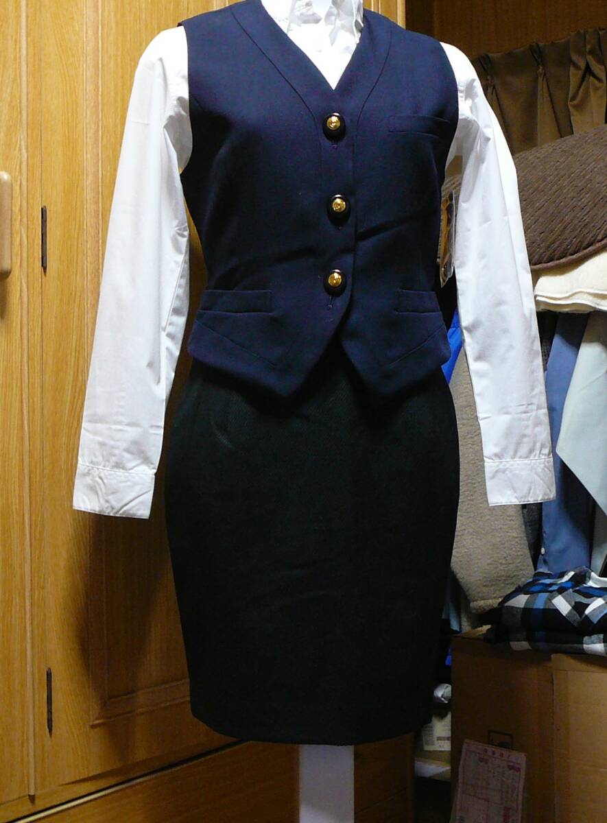 ●送料230円● ベストとタイトミニスカート 事務服 OL制服 ユニフォーム コスプレ衣装 タグ付き未使用品拍卖