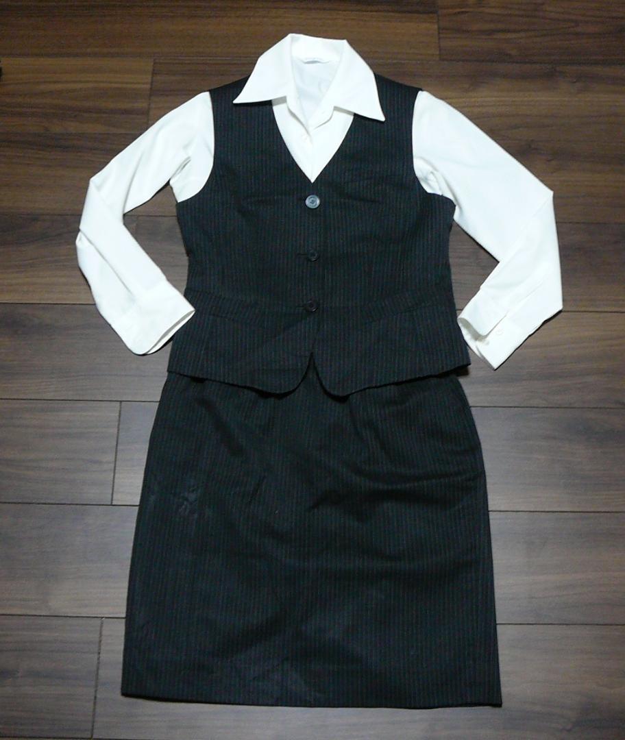 ●送料230円● IST 9号 ベストスーツ OL制服 コスプレ衣装 事務員さん 中古品拍卖