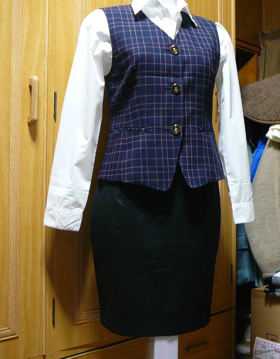 ●送料230円●ベストとタイトミニスカート OL制服 事務服 コスプレ衣装 ユニフォーム タグ付き未使用品拍卖