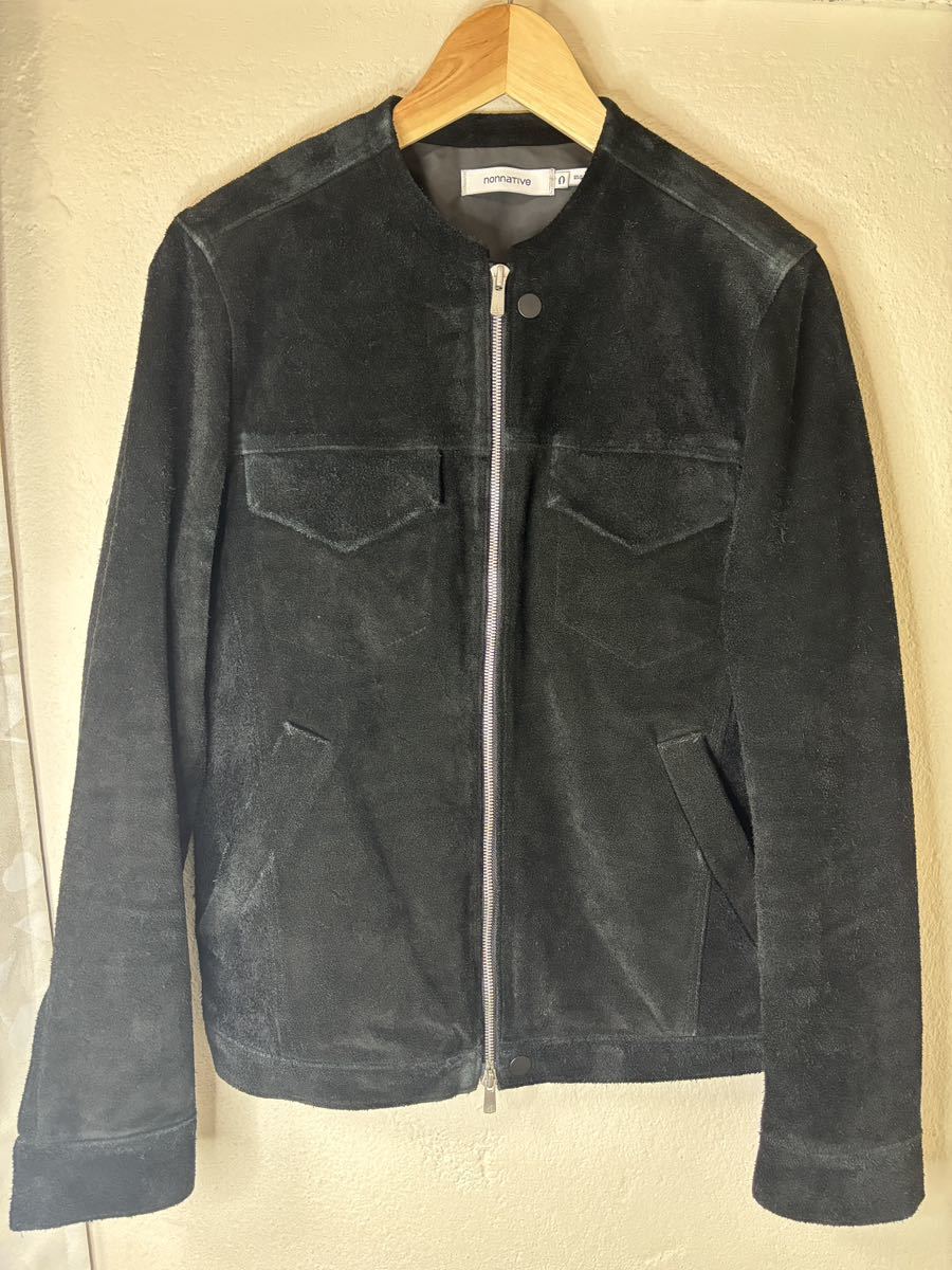 nonnatie ノンネイティブ 0 スウェード ジャケット ダブルジップ チェックブラック ジップアップ拍卖