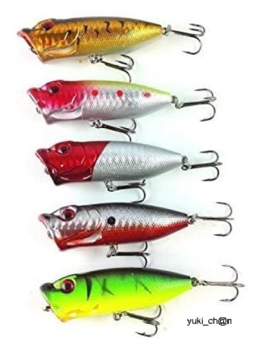 ポッパー ルアーセット 5個セット 11g 7.5cm ブラックバス シーバス チニング スポーニング トップウォーター トレブルフック拍卖