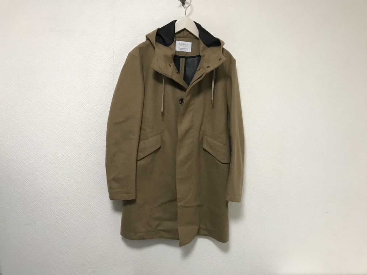 本物エディフィスEDIFICEウールジップミリタリーモッズコートジャケットパーカーメンズサーフアメカジワークビジネススーツベージュ44S拍卖