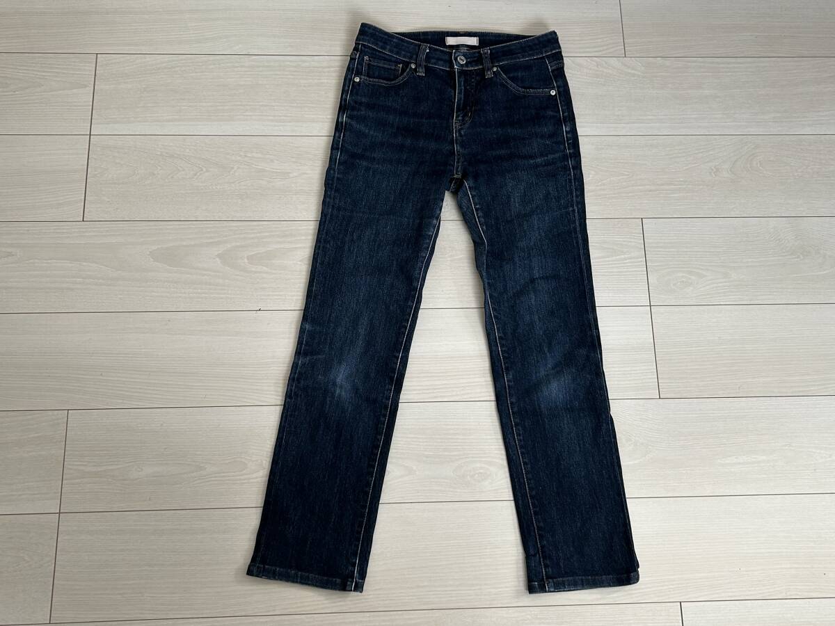 ★UNIQLO ユニクロ ハイライズストレートジーンズ デニムパンツ 24★221-079472拍卖
