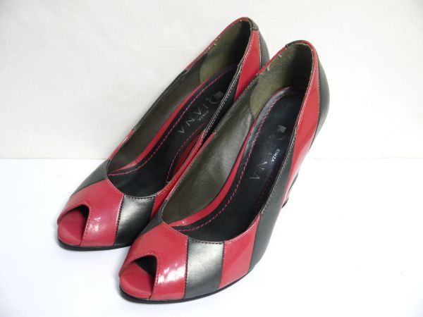 ダイアナ DIANA オープントゥ パンプス 36 23.0cm J818-75拍卖