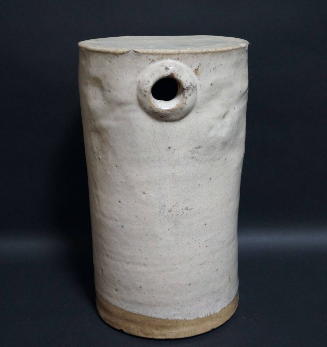 【閑】会津本郷 陶磁器 大型湯たんぽ 湯タンポ 花器 花入れ かまぼこ型 茶道具★6D0227拍卖