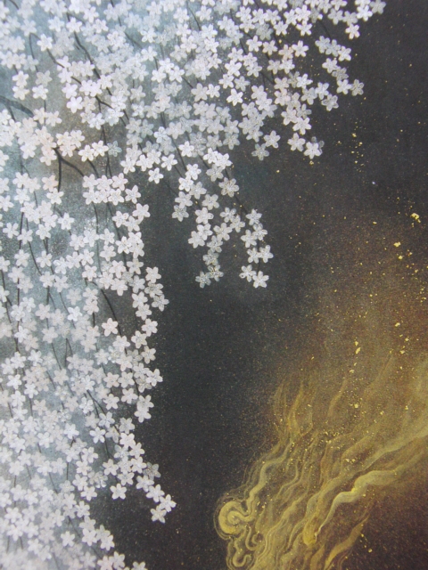 水江東穹、【夜桜】、希少な額装用画集より、美品、新品額装付、インテリア、春、桜拍卖