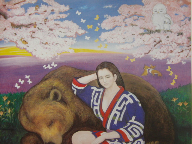 根岸重浩、【春うらら】、希少な額装用画集より、美品、新品額装付、インテリア、春、桜拍卖
