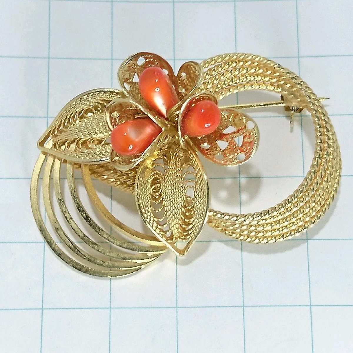 送料無料)ビンテージ☆お花モチーフ☆アンティーク ブローチ A22504拍卖