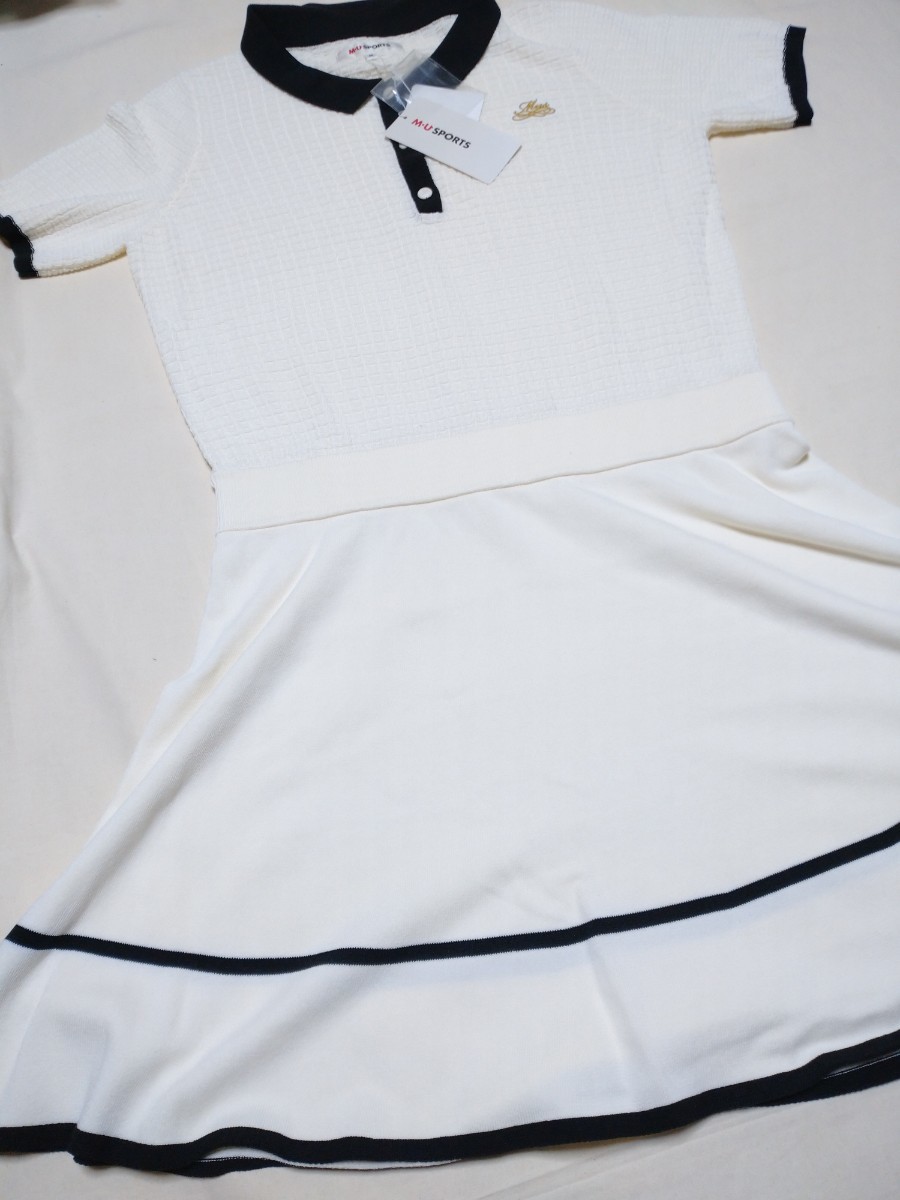 ホワイト 半袖 ワンピース musports ゴルフウェア レディース 40拍卖