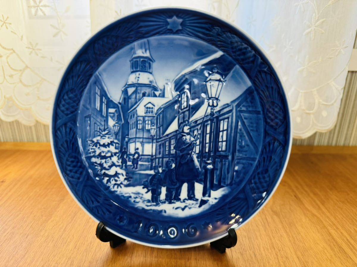 【美品】ROYAL COPENHAGEN ロイヤルコペンハーゲン クリスマスプレート イヤープレート 飾り皿 1996 街灯をともす頃 拍卖