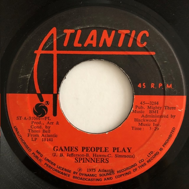 試聴 / SPINNERS / GAMES PEOPLE PLAY /Atlantic/Rhythm & Blues/Soul/big hit !!/7inch/985拍卖