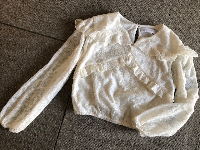 ★送料\185新品ZARAザラ可愛い刺繍レースフリルブラウス152★白拍卖