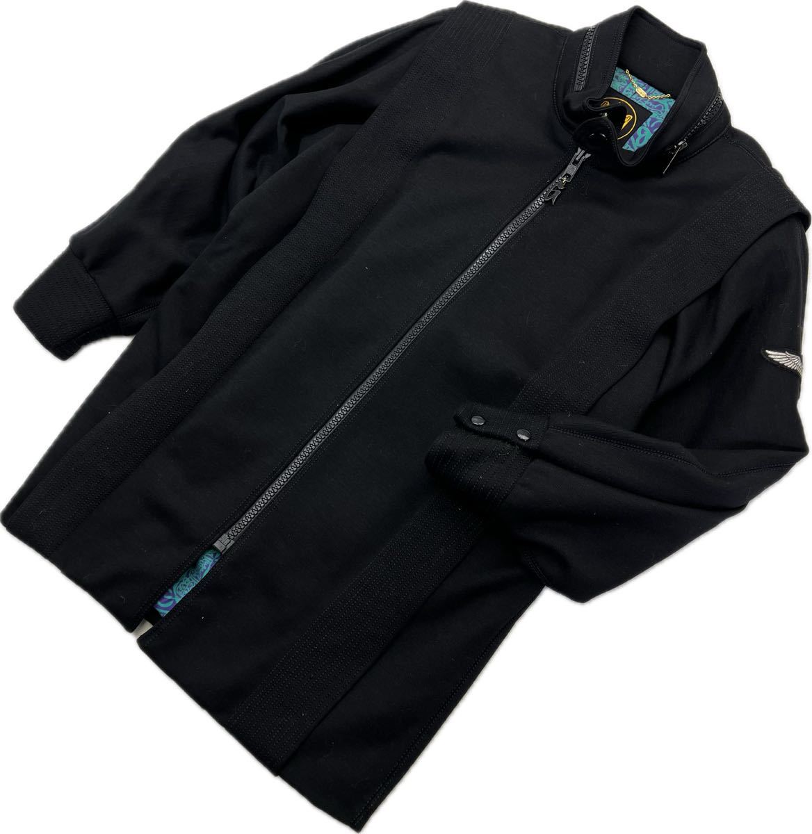 伊太利屋 ☆ 裏地総柄◎ ブラック デザイン ジャケット コート 9号 オシャレ 婦人 モード 大人カジュアル お出かけ 人気 イタリヤ■BL106拍卖