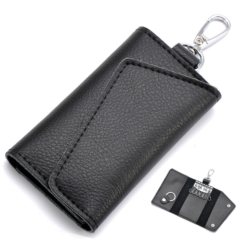 スマートキーケース 本革 カード収納 鍵入れ 車 キーホルダー 6連 男女兼用 コンパクト シンプル ブラック拍卖