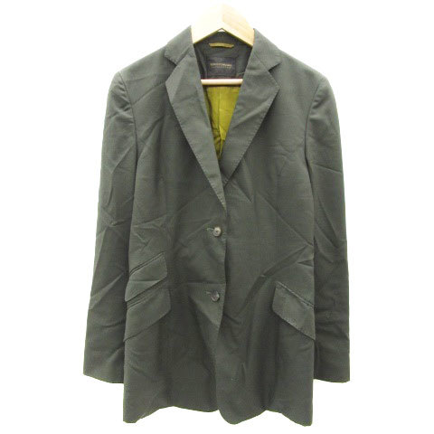 トゥモローランドコレクション TOMORROWLAND collection テーラードジャケット ミドル シングルボタン 総裏地 ウール 38 カーキ レディース拍卖