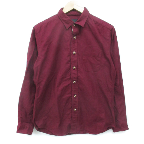 ティーケーミクスパイス タケオキクチ THE SHOP TK MIXPICE カジュアルシャツ 長袖 無地 M ボルドー 赤 /FF41 ■MO メンズ拍卖