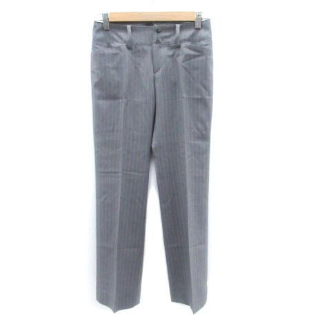 イエナ IENA スラックスパンツ ロング丈 ストライプ柄 ウール 34 グレー オフホワイト /HO38 レディース拍卖
