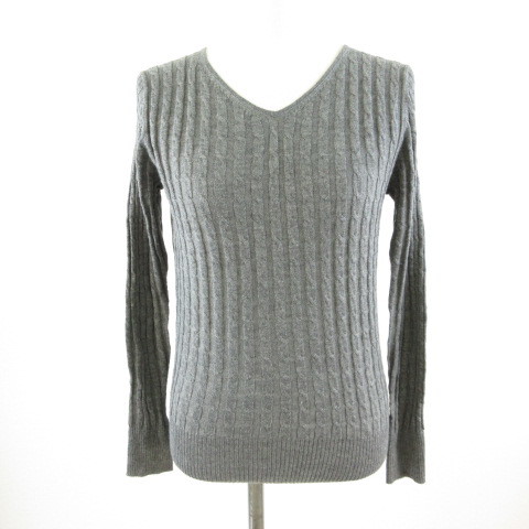 ANCHOR WOMAN ニット セーター 長袖 Vネック グレー S *T164 レディース拍卖