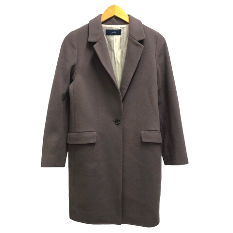 シップス SHIPS ウールコート チェスターコート シングル 膝丈 無地 36 グレー レディース拍卖