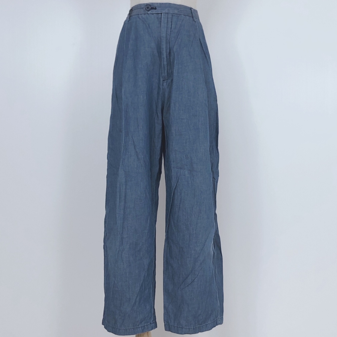 Y0669 GU レディース ボトムス ロング丈 薄手 ボタン・チャック XLサイズ 水色 無地 綿 麻 シンプル 涼しげ おしゃれ キュート 春夏秋 拍卖