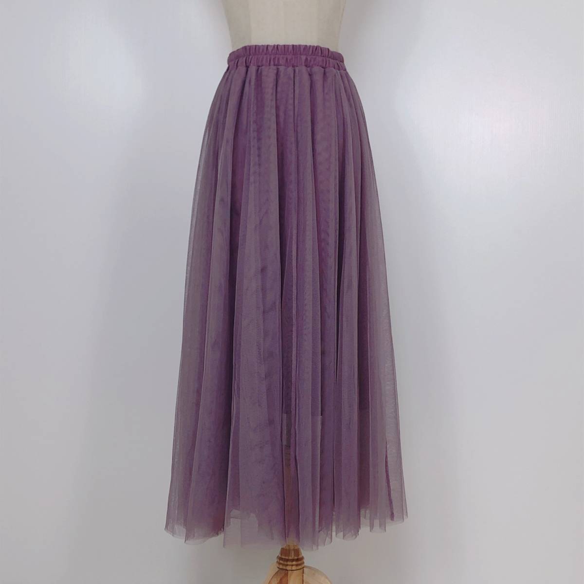 Y0679 SUREVE レディーススカートフレアスカートロング丈薄手レース ウエストゴム Mサイズ パープル 紫 キュート おしゃれ フェミニン 夏 拍卖