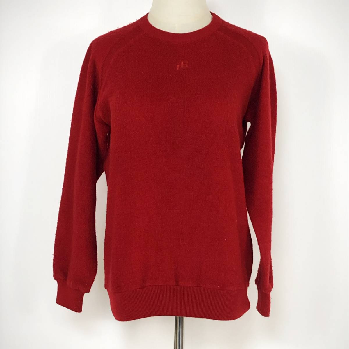 Y0743 PRIME レディース トップス セーター 長袖 厚手 ニット 丸首 伸縮性 レッド 赤 無地 毛素材含 シンプル かわいい あたたか 秋冬 拍卖