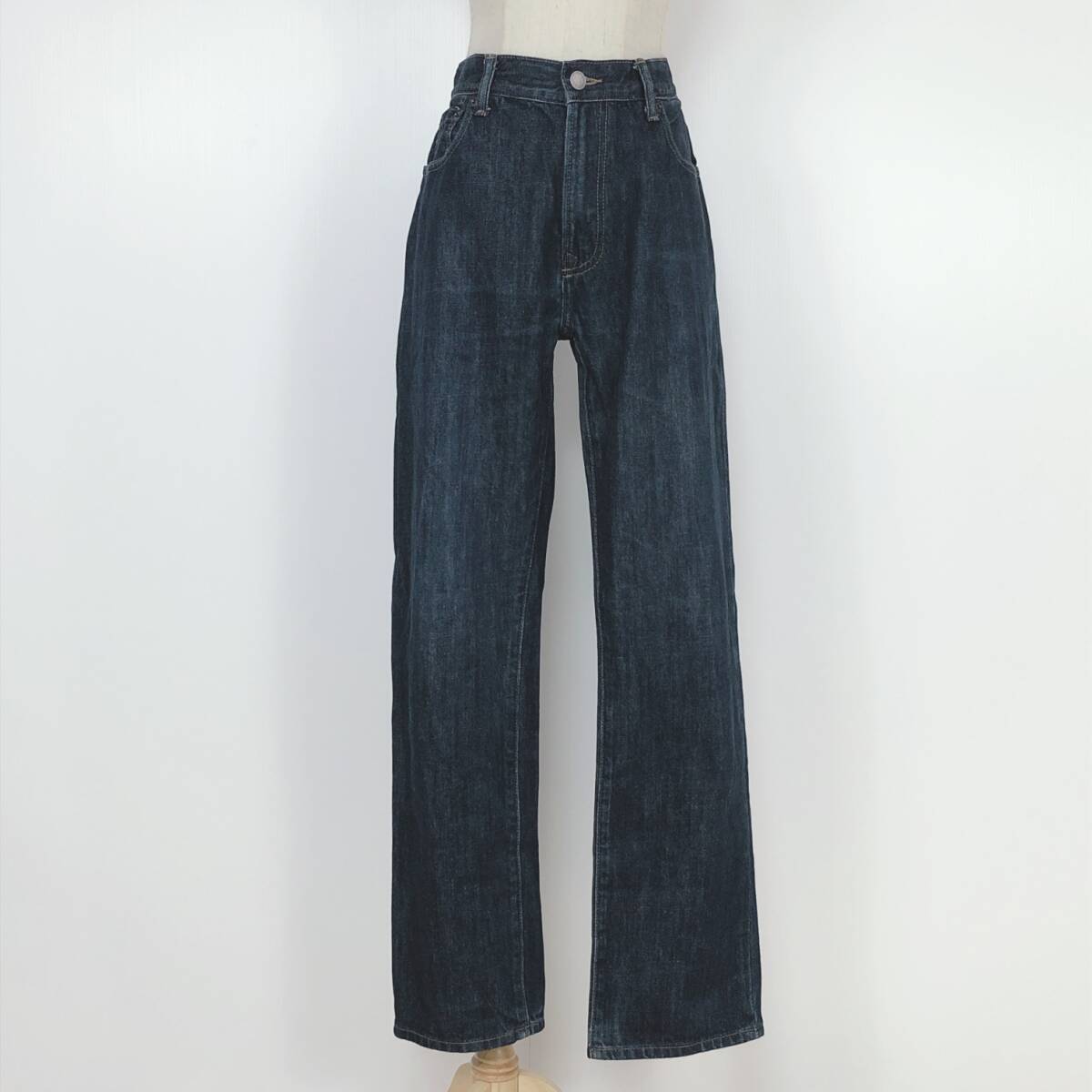Y0813 GAPギャップ レディースボトムスデニムロング丈サイド・後ろポケット ブルー青 無地 綿100%カジュアル シンプルデイリーカジュアル拍卖