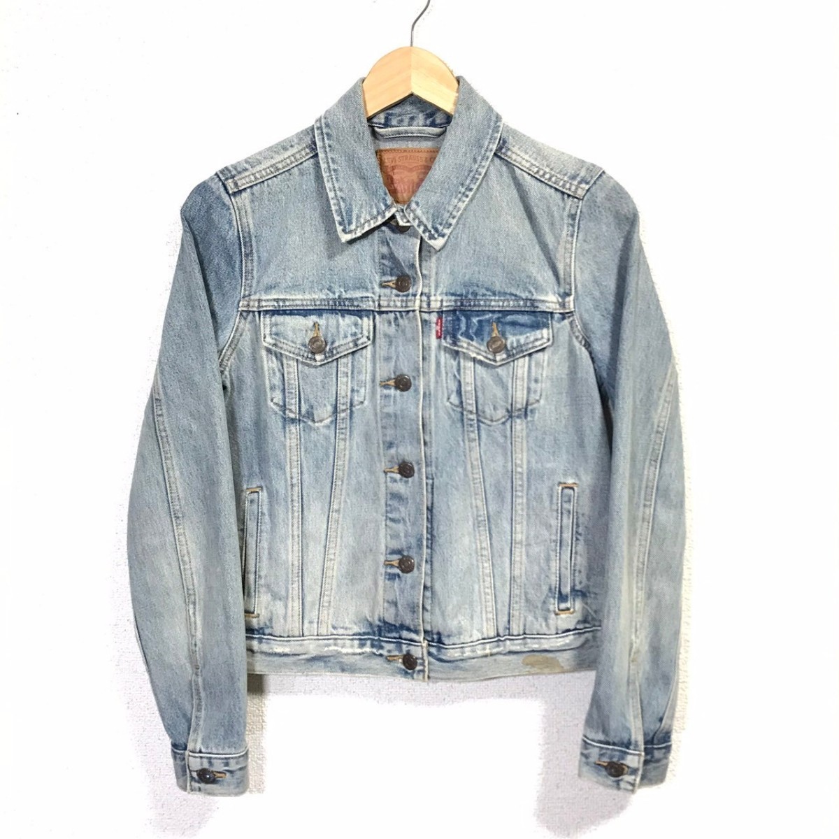 F9809dL Levi's リーバイス サイズS デニムジャケット Gジャン 赤ダブ ヴィンテージ 古着 ブルー レディース カジュアル アメカジ 拍卖
