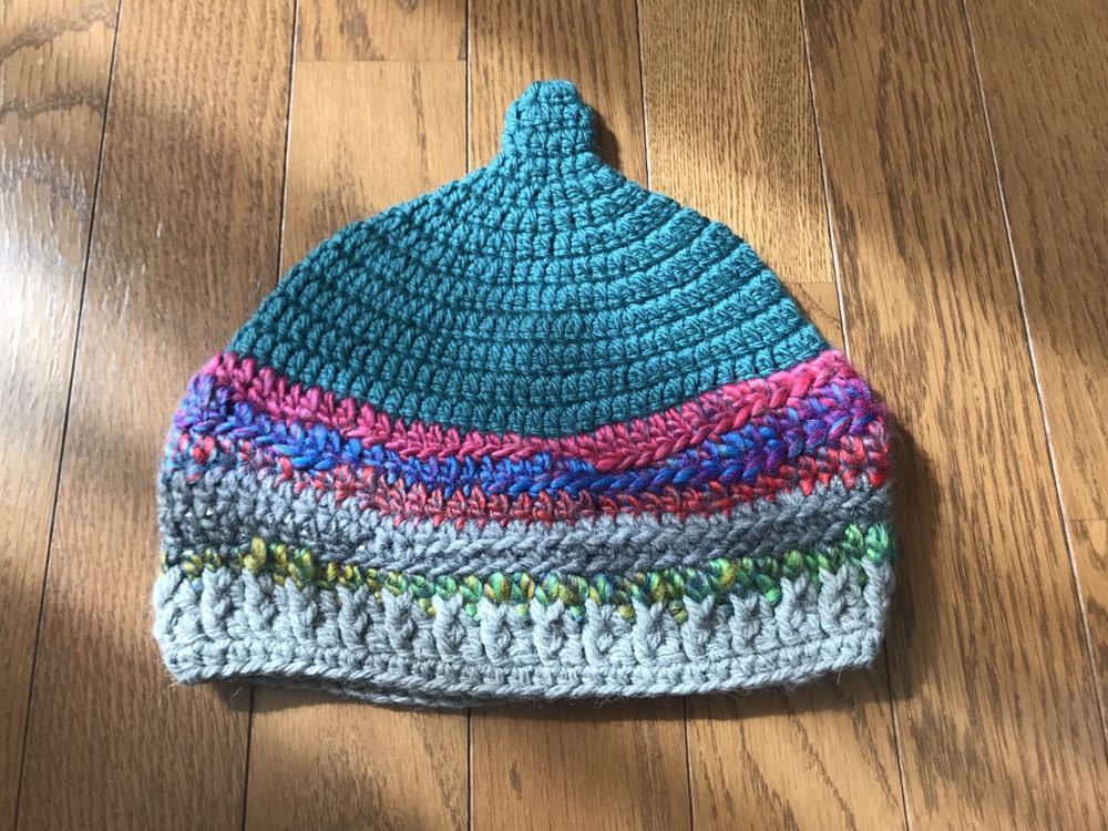 ニット帽子 グリーンxレインボー レディース拍卖