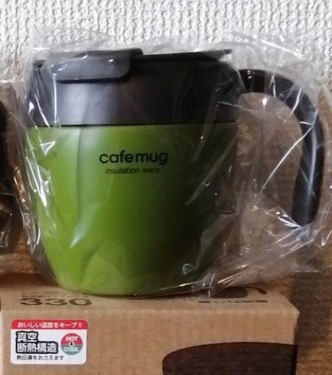 パール金属 カフェマグアンティーク マグカップ 330ml 新品 グラスグリーン HB-4034 真空蓋付 未使用品拍卖