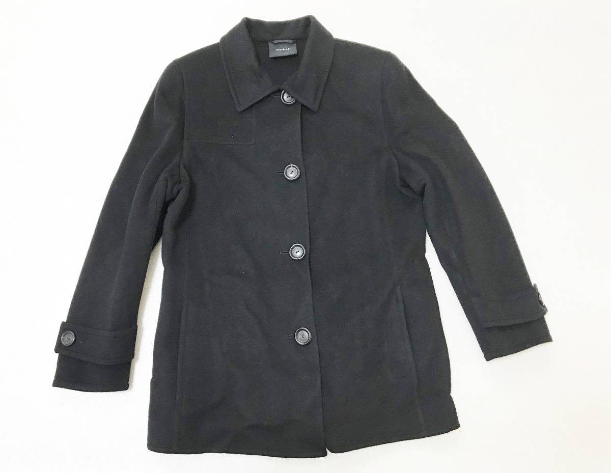 アクリス【AKRIS】カシミヤ混・ウールジャケット・ショートコート:ブラック US10(L相当)・F42/D40拍卖