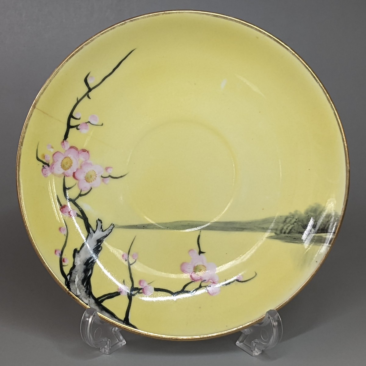 オールドノリタケ 人気パターン☆ 金彩黄地梅花図紋 ソーサー 小皿拍卖